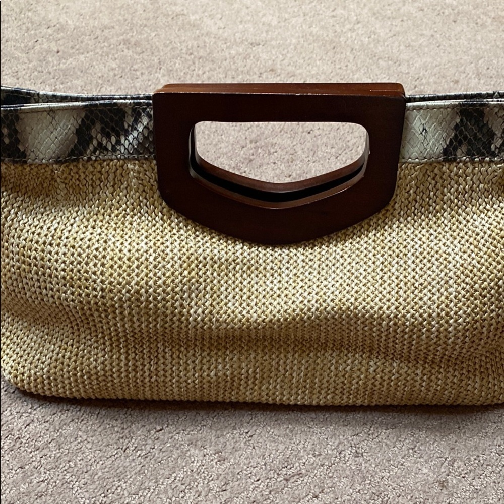 Nicole Miller Tan and Brown Clutch with Stylish Wristlet - Picture 5 of 14